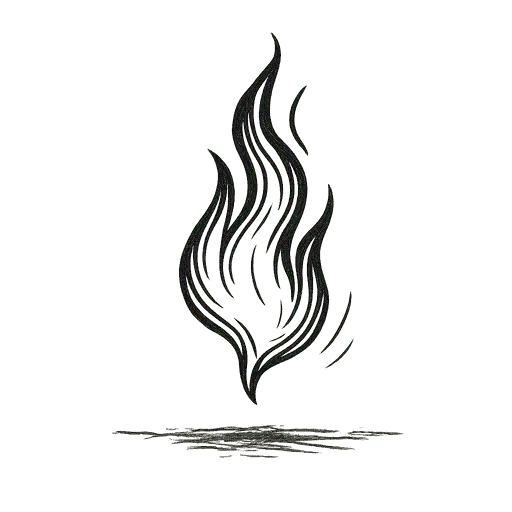 A flame of fire being flown by the wind, hovering above the ground